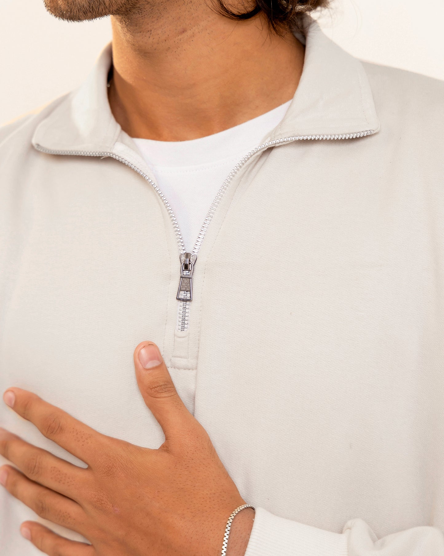 Sand Beige Zip Pullover