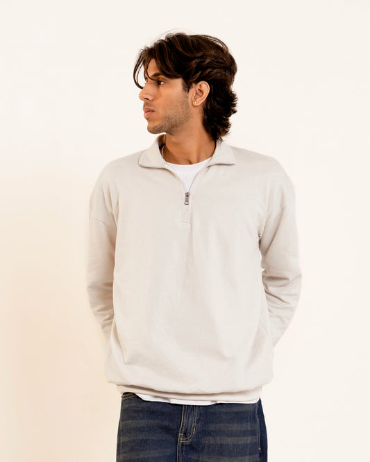 Sand Beige Zip Pullover