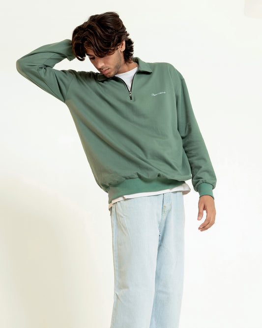 Deep Jade Green Zip Pullover